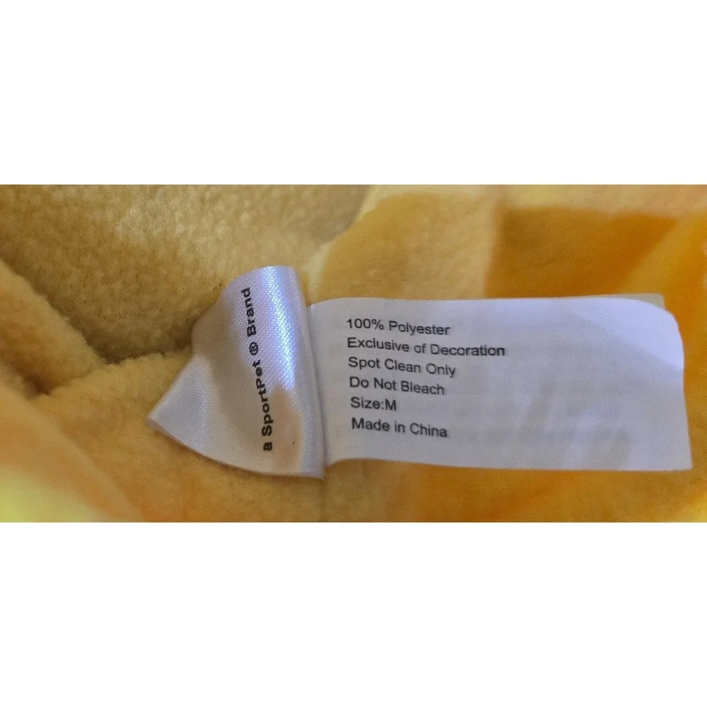 Pup Crew Banana Pup Organic Dog Costume Yellow Faux Fur Hoodie Size Medium